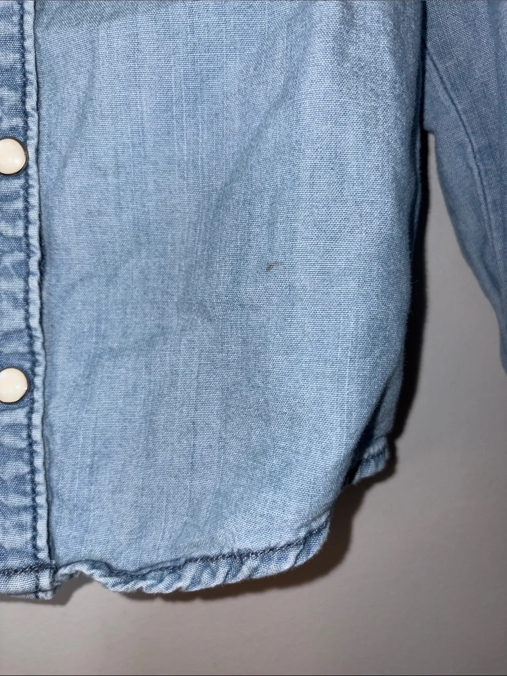Carter's Light Blue Denim Snap Button-Front Shirt 3T
